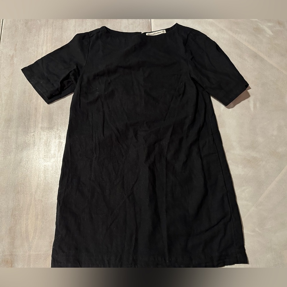 Abercrombie & Fitch Black Linen Cotton Blend Mini Dress XS